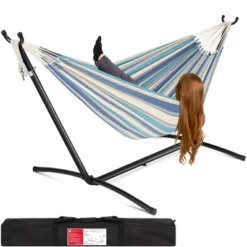 Best Choice Products 2-Person Brazilian-Style Cotton Double Hammock With Stand Set W/ Carrying Bag 25 Best Choice Products 2-Person Brazilian-Style Cotton Double Hammock With Stand Set W/ Carrying Bag -Crosley Sales Store GUEST af084cf5 773e 4643 b5b1 850ae2197869