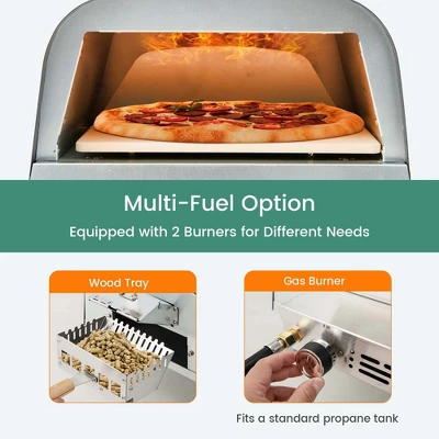 Costway 12" Multi-Fuel Pizza Oven Propane & Wood Fired Pizza Maker Portable 6 Costway 12" Multi-Fuel Pizza Oven Propane & Wood Fired Pizza Maker Portable - Image 6