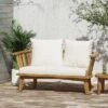 Solano Outdoor Wooden Loveseat With Cushions - White/Teak - Christopher Knight Home