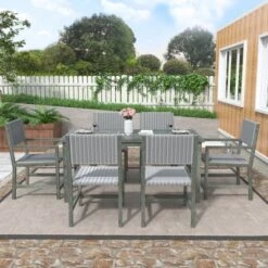Outdoor 6-Seat Acacia Wood Dining Set For Yard, Terrace, Balcony - ModernLuxe