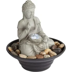 John Timberland Zen Buddha Indoor Tabletop Water Fountain With Light LED 10" High Sitting For Table Desk Office Relaxation -Crosley Sales Store GUEST b0a01c46 cd6e 41d8 adc8 638c6f6d894f