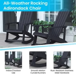 Flash Furniture Set Of 4 Savannah All-Weather Poly Resin Wood Adirondack Rocking Chairs With Side Table -Crosley Sales Store GUEST b10ac1ca 72e0 4a41 9181 c98bfe18817a