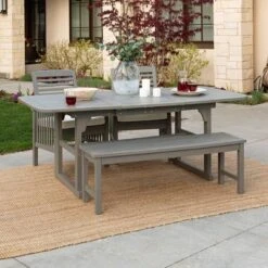 Ravenscroft 4pc Extendable Acacia Wood Outdoor Dining Set - Saracina Home -Crosley Sales Store GUEST b20e0fe7 9276 456a 86ae 1099a38eba59