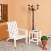 Costway 2PCS Patio Adirondack Chair Side Table Set Solid Wood Garden Deck White