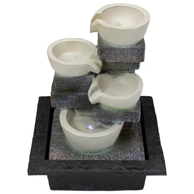Northlight 11" LED Lighted Cascading 4-Tier Bowl Indoor Tabletop Water Fountain 4 Northlight 11" LED Lighted Cascading 4-Tier Bowl Indoor Tabletop Water Fountain - Image 4