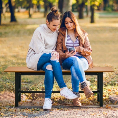 Costway 2PCS Outdoor HDPE Bench With Metal Frame 47'' X 14'' X 16'' For Yard Garden Brown/Black/Gray 1 Costway 2PCS Outdoor HDPE Bench With Metal Frame 47'' X 14'' X 16'' For Yard Garden Brown/Black/Gray