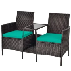Tangkula Patio Loveseat 2 Person Cushioned Seats With Center Table Outdoor Rattan Furniture Set Turquoise/ Red 16 Tangkula Patio Loveseat 2 Person Cushioned Seats With Center Table Outdoor Rattan Furniture Set Turquoise/ Red -Crosley Sales Store GUEST b45ce997 2ac0 434f b8eb 61fdc4b29f33