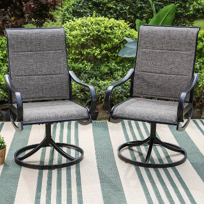 Patio Set With Steel Table With 1.57" Umbrella Hole & Steel Swivel Sling Arm Chairs - Captiva Designs 10 Patio Set With Steel Table With 1.57" Umbrella Hole & Steel Swivel Sling Arm Chairs - Captiva Designs - Image 10