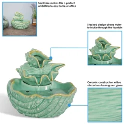 Sunnydaze Decor Sunnydaze Indoor Home Decorative Stacked Tiered Seashells Tabletop Water Fountain Feature - 7" - Green -Crosley Sales Store GUEST b6795af7 d616 4bea b53c c15d41e7dd4a