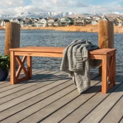 53" Slatted Acacia Wood X-Frame Patio Bench Brown - Saracina Home 7 53" Slatted Acacia Wood X-Frame Patio Bench Brown - Saracina Home -Crosley Sales Store GUEST b693a23e 6fc7 41fe 8ad1 80ccc722306b