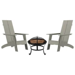 Merrick Lane Outdoor Set With Modern Adirondack Rocking Chairs & Wood Burning Fire Pit, Poker & Spark Screen -Crosley Sales Store GUEST b75b3551 1340 4170 84fb 567c117cd11c