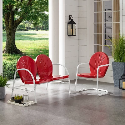 Griffith 2pc Outdoor Seating Set - Bright Red - Crosley 1 Griffith 2pc Outdoor Seating Set - Bright Red - Crosley