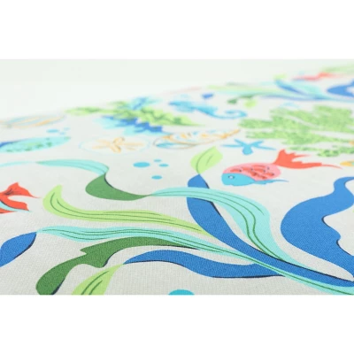 Set Of 2 Outdoor/Indoor Wicker Seat Cushions Coral Bay Blue - Pillow Perfect 2 Set Of 2 Outdoor/Indoor Wicker Seat Cushions Coral Bay Blue - Pillow Perfect - Image 2