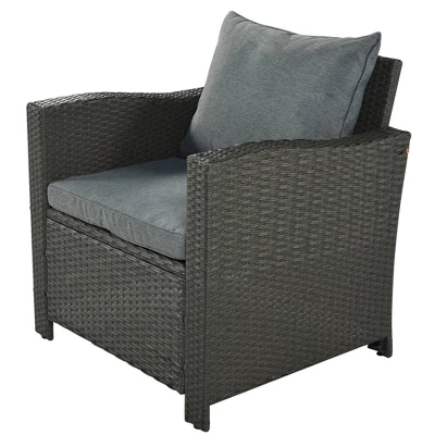 6pc Outdoor Set With Loveseats, Sofa, Chair, Bench & Coffee Table - Gray - GODEER 8 6pc Outdoor Set With Loveseats, Sofa, Chair, Bench & Coffee Table - Gray - GODEER - Image 8