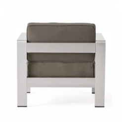 Cape Coral 5pc Aluminum And MGO Seating Set With Fire Table Khaki/Light Gray - Christopher Knight Home -Crosley Sales Store GUEST b908a776 4abb 4bd1 89db 5105e80f5498