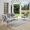 3pc Kaplan Outdoor Steel Conversation Set Gray/White - Crosley