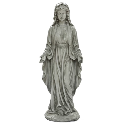 LuxenHome 30.5" H Virgin Mary Indoor Outdoor Statue Garden Statues, Gray Or Ivory 1 LuxenHome 30.5" H Virgin Mary Indoor Outdoor Statue Garden Statues, Gray Or Ivory