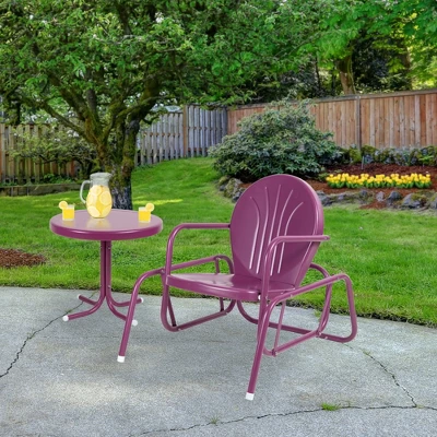 Northlight Outdoor Retro Metal Tulip Glider Patio Chair, Purple 1 Northlight Outdoor Retro Metal Tulip Glider Patio Chair, Purple