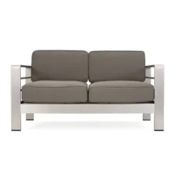 Cape Coral 5pc Aluminum And MGO Seating Set With Fire Table Khaki/Light Gray - Christopher Knight Home -Crosley Sales Store GUEST ba32cccb a3a9 441f 87f5 cb1c409c9ccb