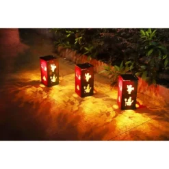 Techko Maid LED Solar 10.8" Portable Christmas Cut Out Decorative Outdoor Lantern Clear -Crosley Sales Store GUEST bab68475 baa1 4920 97bb 0ef63edeef9f