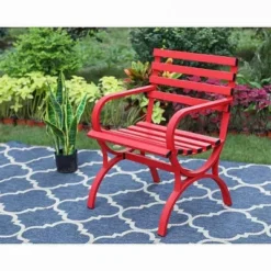Outdoor Steel Single Seat Garden Arm Chair - Red - Captiva Designs -Crosley Sales Store GUEST bd66b622 0ce6 494c 8d53 ff09c48bfe94