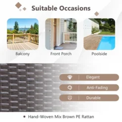 Costway 3PCS Patio Rattan Wicker Rocking Chairs Table Bistro Set Cushioned Rocker Garden -Crosley Sales Store GUEST bdc8abb8 844e 4ed8 950b 31d4ce754106