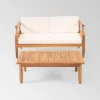 Aston 2pc Acacia Mid-Century Modern Loveseat Set - Teak/Cream - Christopher Knight Home