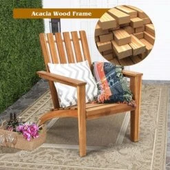 Costway Patio Acacia Wood Adirondack Chair Lounge Armchair Durable Outdoor Garden Yard -Crosley Sales Store GUEST be9d7a72 d332 4063 9925 adf3dc42e22f