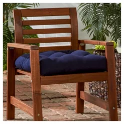 Outdoor Solid Navy Sunbrella Seat Cushion - Kensington Garden