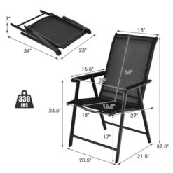 Costway 4PCS Patio Folding Dining Chairs Portable Camping Armrest Garden Black -Crosley Sales Store GUEST befaf465 08ad 4c46 84ed cd0e7fc41e36