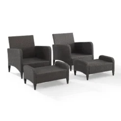 Kiawah 4pc Outdoor Wicker Conversation Set With 2 Arm Chairs & 2 Ottomans Blue - Crosley -Crosley Sales Store GUEST bf196722 053c 443d b7a4 a8f130358faa