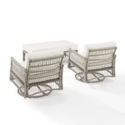 3pc Thatcher Outdoor Steel Conversation Set Creme/Driftwood - Crosley -Crosley Sales Store GUEST bf5abddb 7fb1 4ee0 a3ab f13bfdf332f0