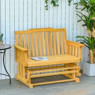 Outsunny Wooden Patio Glider Bench, Wood Outdoor Loveseat With High Back And Armrests, 2-Seat 2 Outsunny Wooden Patio Glider Bench, Wood Outdoor Loveseat With High Back And Armrests, 2-Seat - Image 2