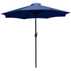 Merrick Lane 9' Round UV Resistant Outdoor Patio Umbrella With Height Lever And 33° Push Button Tilt -Crosley Sales Store GUEST c10d5a3e 63a1 43dd 9403 47bc49eedf64