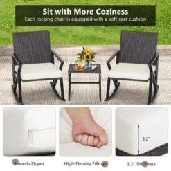 Costway 3PCS Patio Rattan Wicker Rocking Chairs Table Bistro Set Cushioned Rocker Garden -Crosley Sales Store GUEST c15225f3 0ec8 435c bd6a 6705c9d7b16e