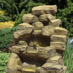 Sunnydaze Decor Sunnydaze 37"H Electric Fiberglass Stone Falls Waterfall Outdoor Water Fountain -Crosley Sales Store GUEST c1a30f02 90ea 4c10 b67b 796ae198bb7c