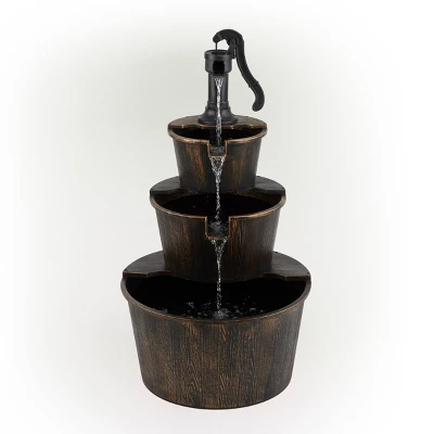 40" Three Tier Pump And Barrels Fountain Brown - Alpine Corporation 2 40" Three Tier Pump And Barrels Fountain Brown - Alpine Corporation - Image 2