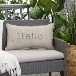 Indoor/Outdoor Hello Embroidered Lumbar Throw Pillow - Sorra Home -Crosley Sales Store GUEST c29fc6dc 1768 4180 bf7b bd424ff1b2dd