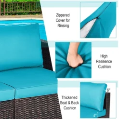 Costway 4PCS Patio Rattan Corner Sofa With Blue Cushion -Crosley Sales Store GUEST c2ee8087 fc80 4eb2 b9f1 5e2ef227afb3