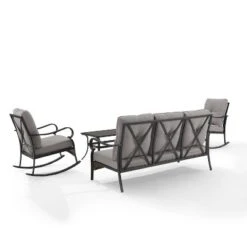 4pc Dahlia Outdoor Steel Sofa Set Taupe/Matte Black - Crosley -Crosley Sales Store GUEST c2f992ce 4972 411d 9e77 cc23fc47ed67
