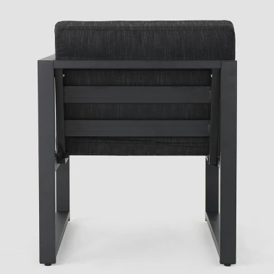 Navan 6pc Aluminum Sofa Set - Black/Dark Gray - Christopher Knight Home 3 Navan 6pc Aluminum Sofa Set - Black/Dark Gray - Christopher Knight Home - Image 3