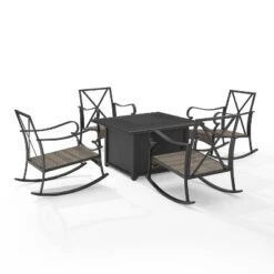 5pc Dahlia Outdoor Steel Set With Fire Table Taupe/Matte Black - Crosley -Crosley Sales Store GUEST c38065b6 5d6a 44ec 830e ec5080c7b97c