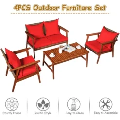 Costway 4PCS Patio Rattan Furniture Set Acacia Wood Frame Cushioned Sofa Chair 15 Costway 4PCS Patio Rattan Furniture Set Acacia Wood Frame Cushioned Sofa Chair -Crosley Sales Store GUEST c3c591e6 b2d1 4d1a 8da2 e79181f99a35