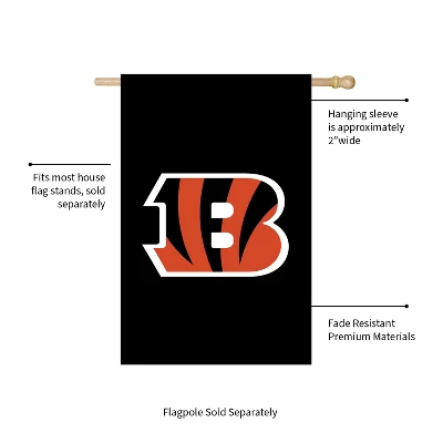 Evergreen NFL Cincinnati Bengals Applique House Flag 28 X 44 Inches Outdoor Decor For Homes And Gardens 2 Evergreen NFL Cincinnati Bengals Applique House Flag 28 X 44 Inches Outdoor Decor For Homes And Gardens - Image 2
