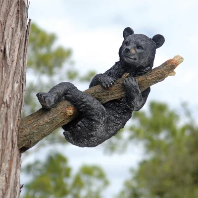 Design Toscano Up A Tree Hanging Black Bear Cub Sculpture 1 Design Toscano Up A Tree Hanging Black Bear Cub Sculpture