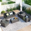 7-Piece Patio Wicker Sofa Set With Cushions, Table And Storage Box - ModernLuxe