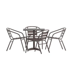 Flash Furniture Lila 27.5'' Square Aluminum Indoor-Outdoor Table Set With 4 Slat Back Chairs -Crosley Sales Store GUEST c61563dd 4f15 4061 af06 d81d9cd4665e