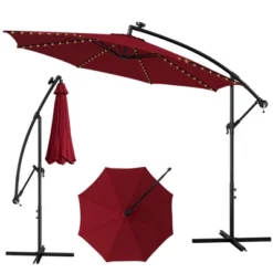 Costway 10FT Patio Solar-Lighted 112 LED Cantilever Offset Umbrella Crank Tilt Outdoor -Crosley Sales Store GUEST c6bd306e 4a84 43d5 8112 35acd1878391
