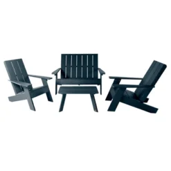 Italica 4pc Outdoor Set With Modern Adirondack Chairs, Double Wide Adirondack Chairs & Table - Highwood -Crosley Sales Store GUEST c7287b6e f463 45bb a352 b12107190c4d