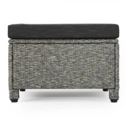 Puerta 2pk Outdoor Wicker Ottomans With Cushions - Black/Dark Gray - Christopher Knight Home -Crosley Sales Store GUEST c8a36a4e 9b83 4e52 a32f bc0d6b7cb461